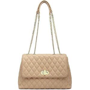 Trendy Roomy Shoulder Handbags with Flap Gold Hardware Chain Purses Shoulder Bag